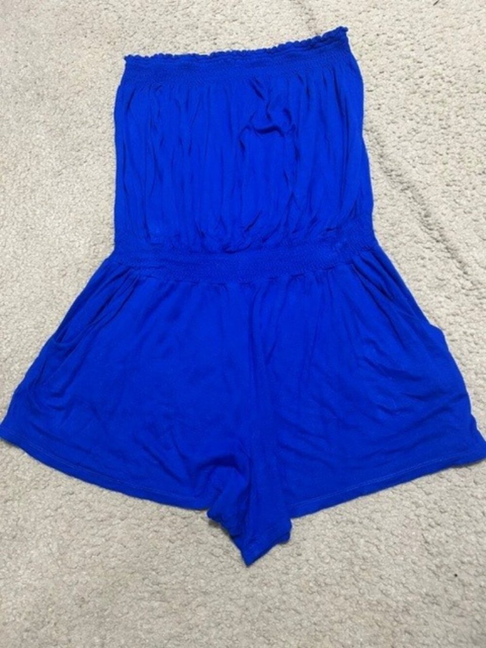 Forever 21 Women royal blue strapless romper (L)